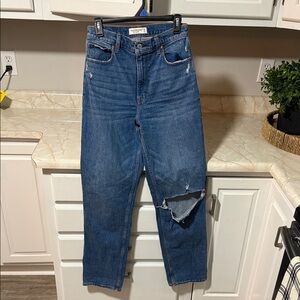 Abercrombie & Fitch Relaxed Blue Jeans with Ripped Detail